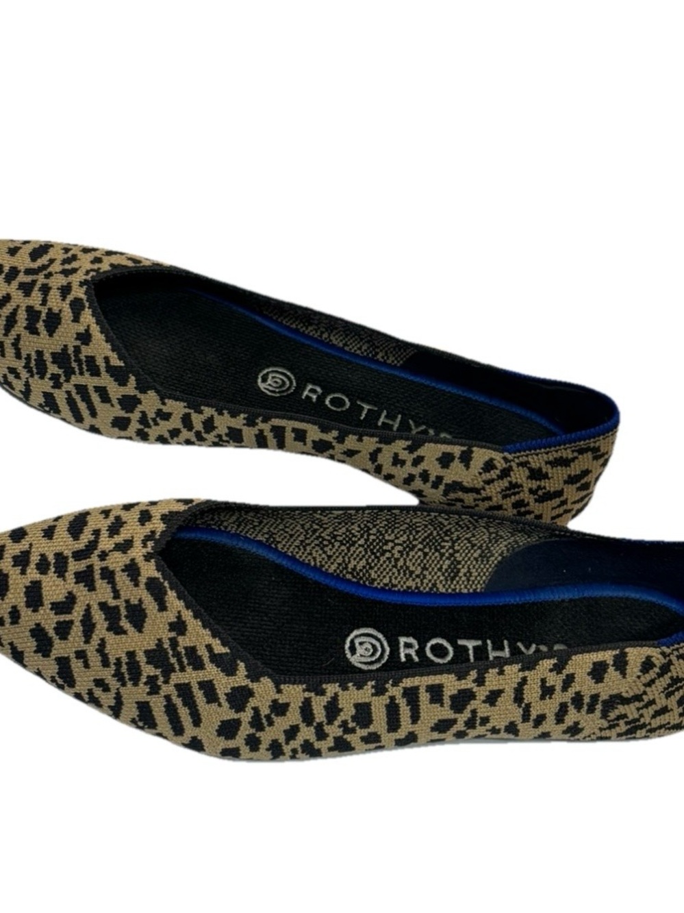 Rothy’s The Point Leopard Print Flats Women’s Size 9 Blue Trim Pointed Toe 🐆✨ - Picture 9 of 15